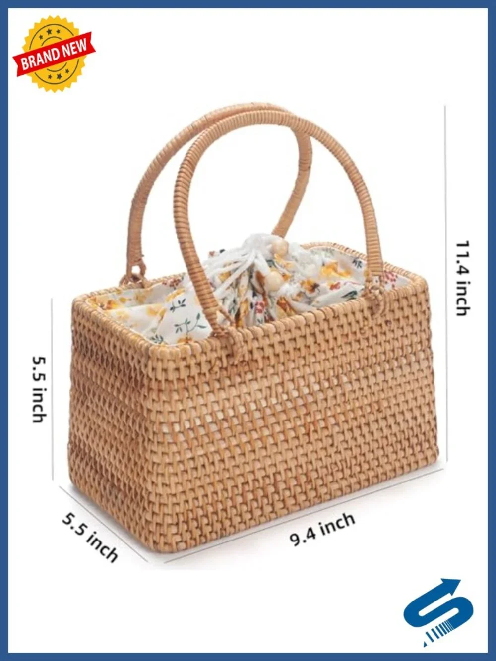 Small Rattan Wicker Basket Purse Handwoven Summer Beach Bag Top Handle